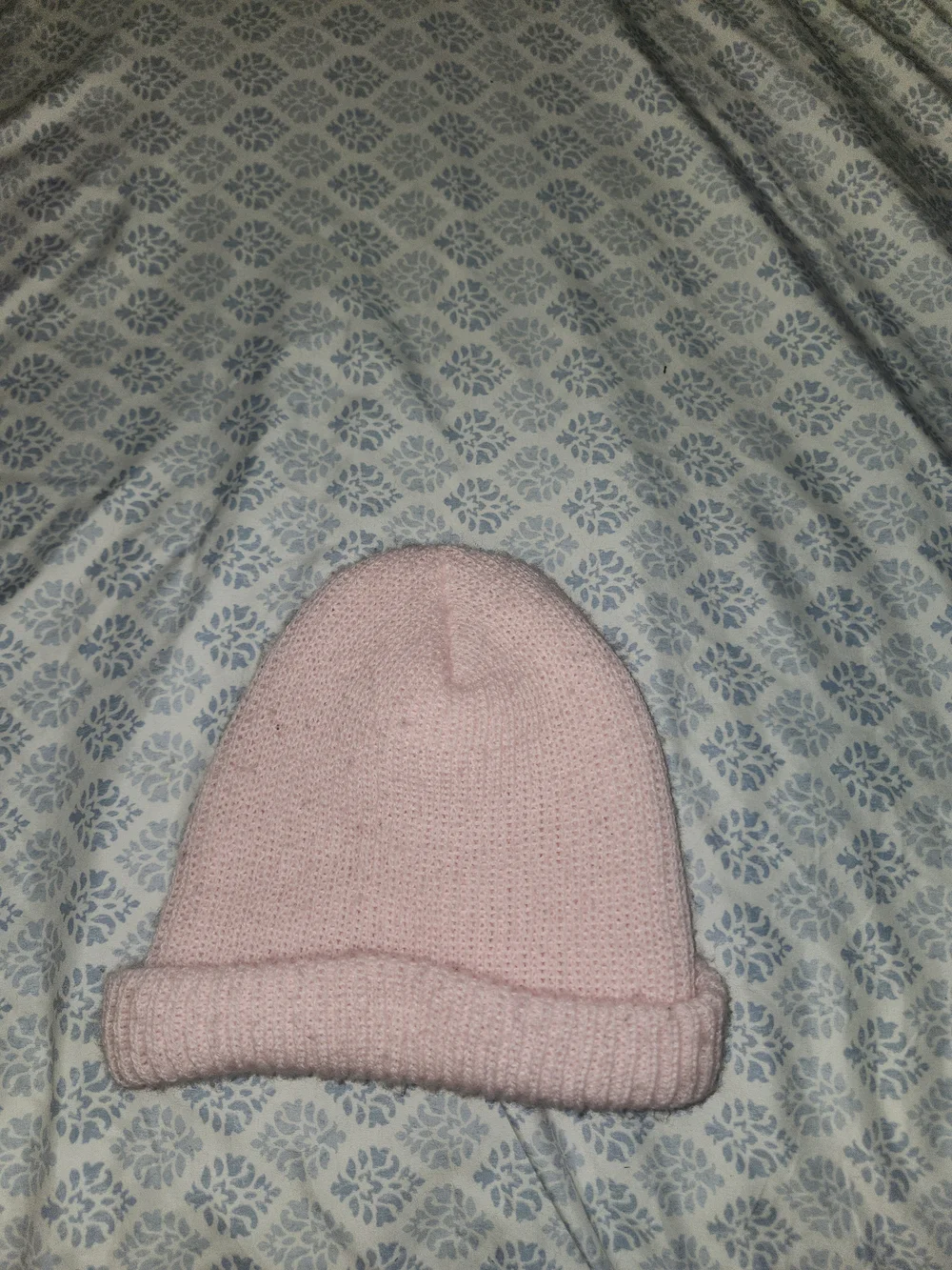 Pink Knit Beanie Hat with Cat Patch